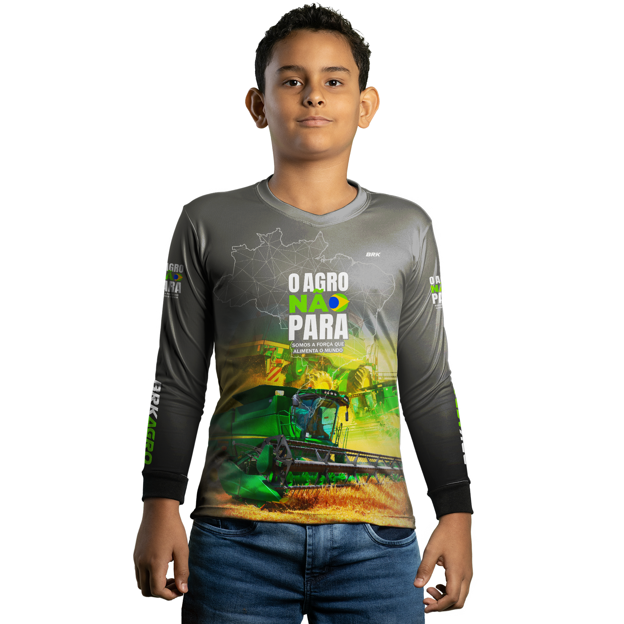 Camisa Agro Brk O Agro Não Para Trator Verde Claro com UV50+ - BRK AGRO