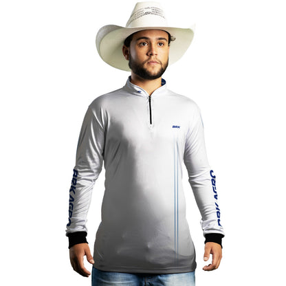 Camisa Agro Brk Básica Branca e Azul com Proteção Solar UV50+ - Brk Agro
