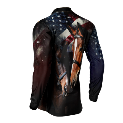 Camisa Agro Brk Quarto de Milha e Bandeira dos Estados Unidos com Proteção Solar UV50+ - Brk Agro