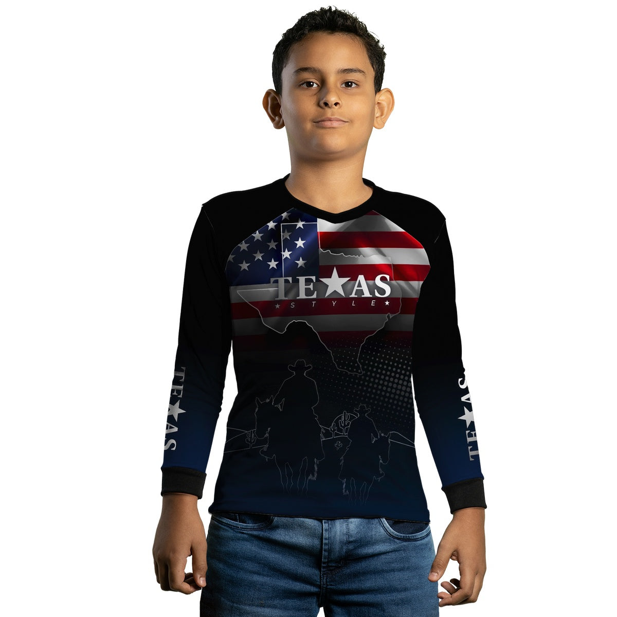 Camisa Infantil Agro Brk Texas Bandeira Estados Unidos com UV50+ - Brk Agro