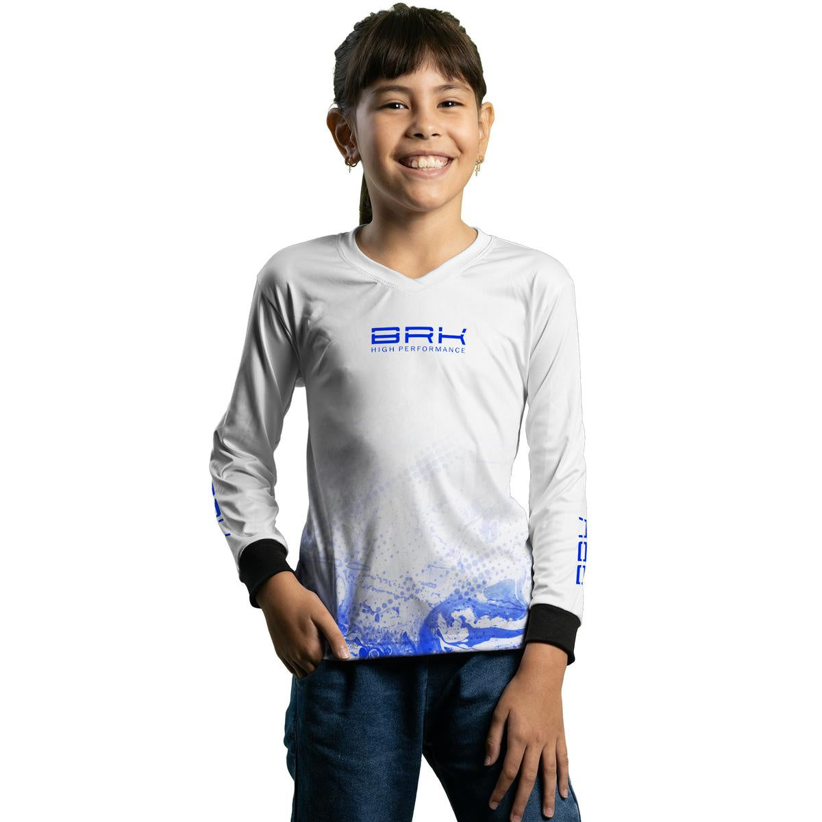 Camisa Agro Brk Feminina Azul e Branca com Proteção Solar UV50+ - Brk Agro