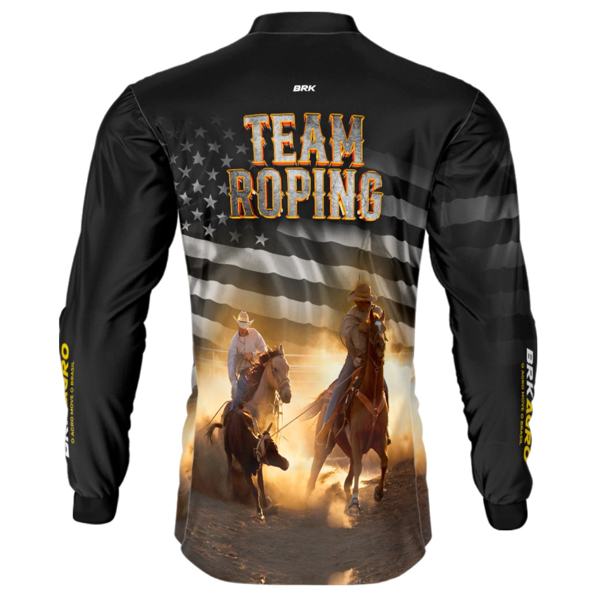 Camisa Agro Brk Team Roping Preta com UV50+ - BRK AGRO