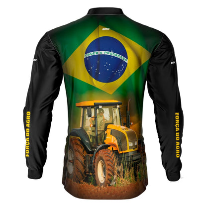 Camisa Agro Brk Brasil Trator Amarelo com Proteção Solar UV50+ - Brk Agro