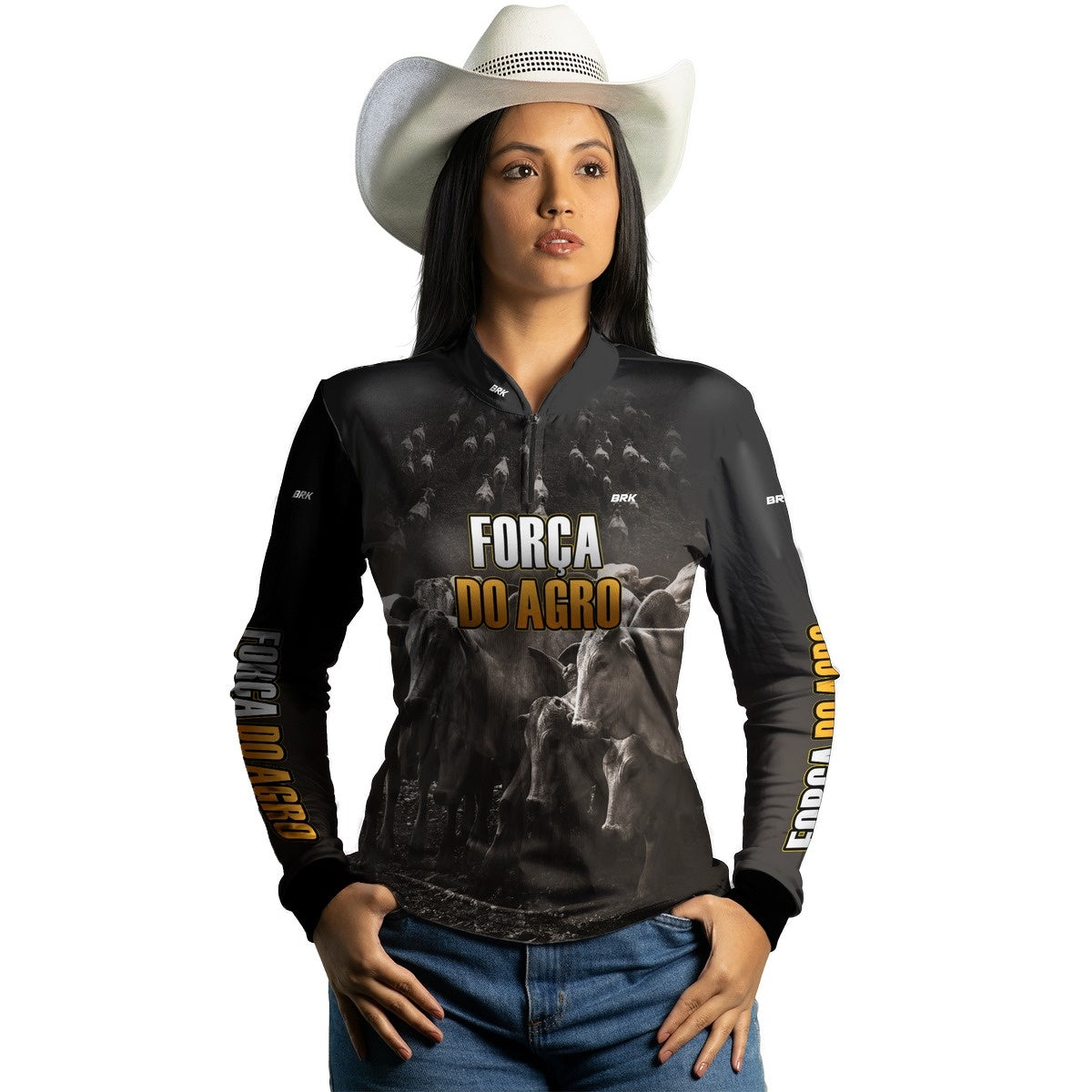 Camisa Feminina Agro Brk Força do Agro Criação de Bovinos com UV50+ - Brk Agro