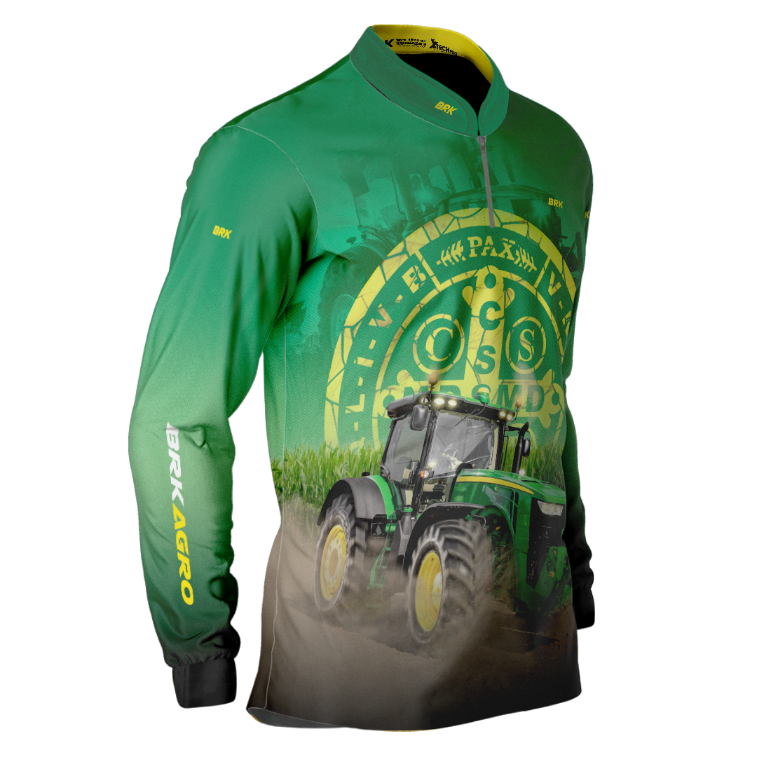 Camisa Agro Brk Trator São Bento Verde com Proteção Solar UV50+ - BRK AGRO
