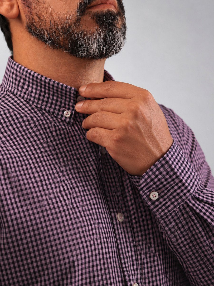 Camisa Xadrez Farm Preto e Rosa - Manga Longa - Brk Agro