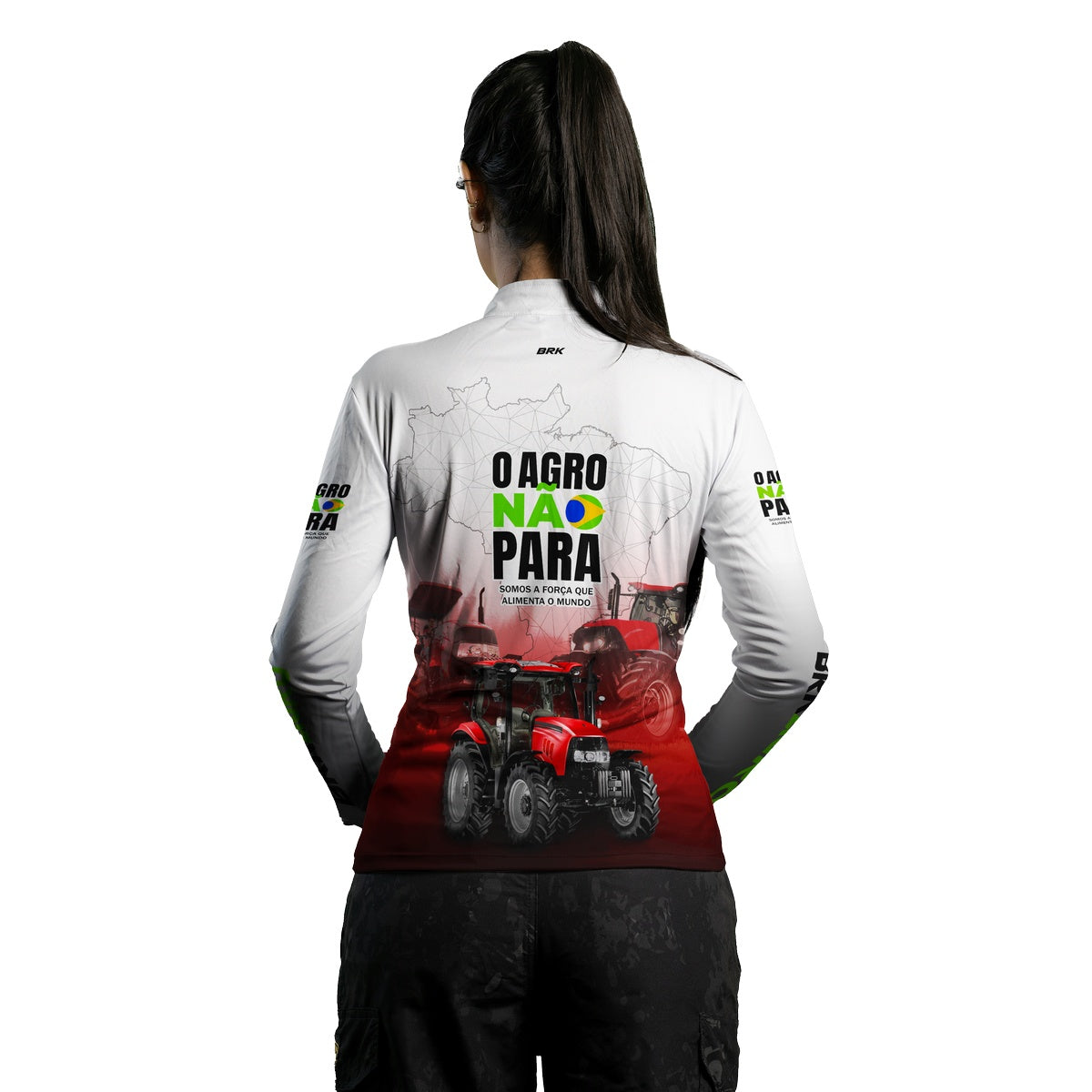Camisa Agro Brk O Agro Não Para Branca e Vermelha com UV50+ - BRK AGRO
