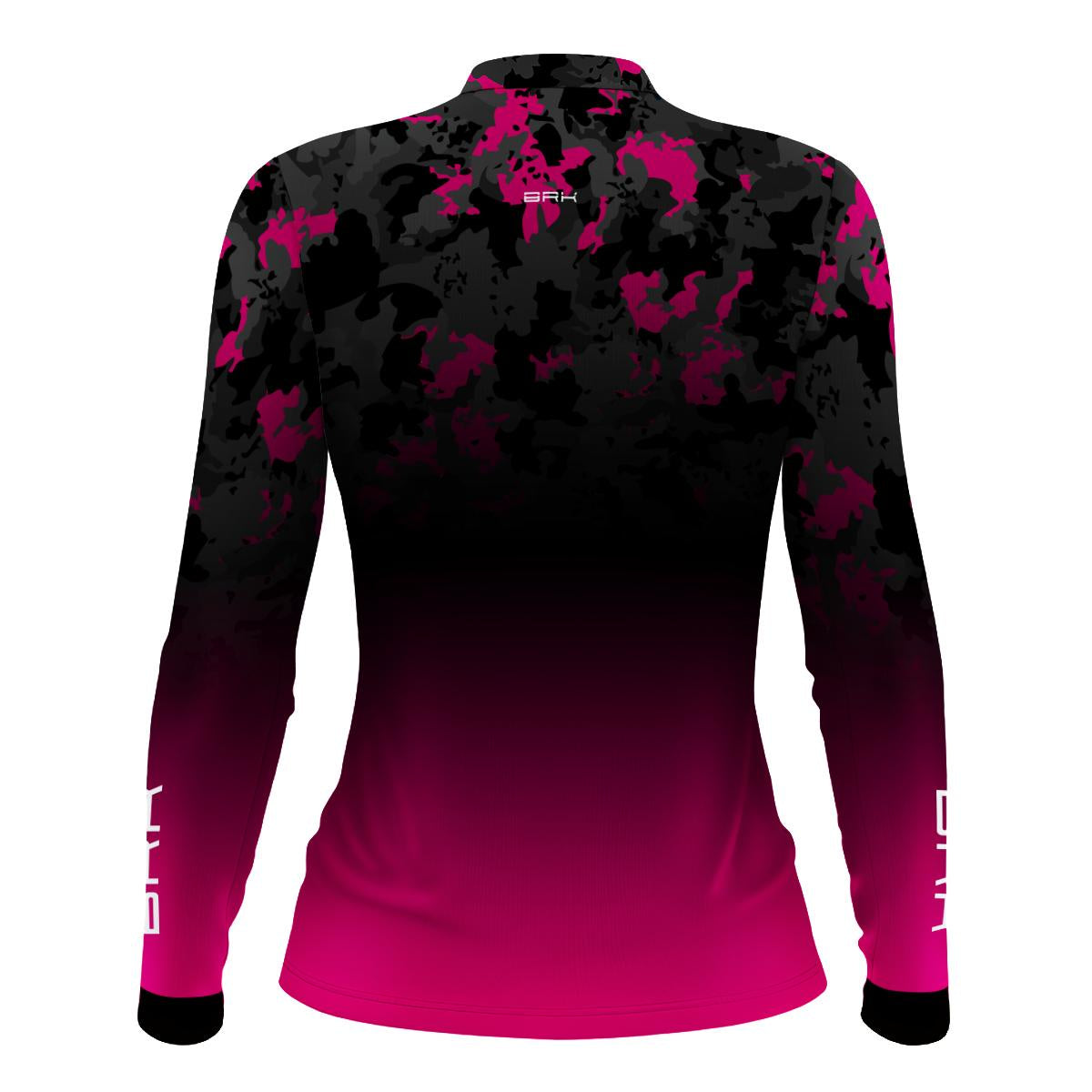 Camisa Agro Brk Feminina Preta e Rosa com Proteção Solar UV50+ - Brk Agro