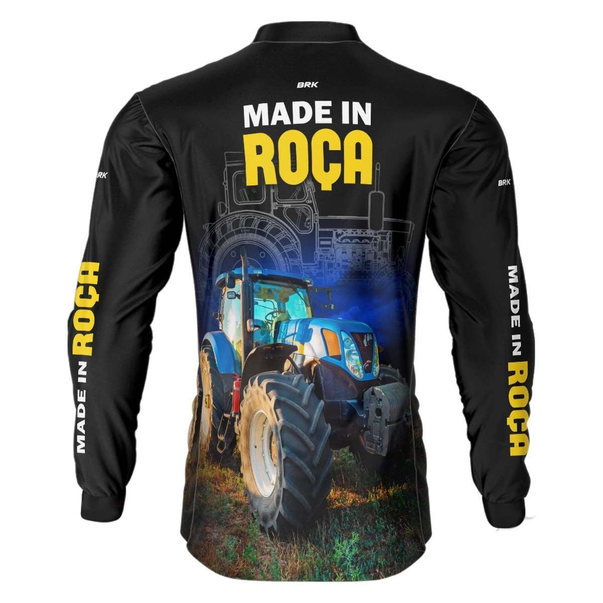 Camisa Agro Brk Made in Roça Trator Azul com Proteção Solar UV50+ - Brk Agro