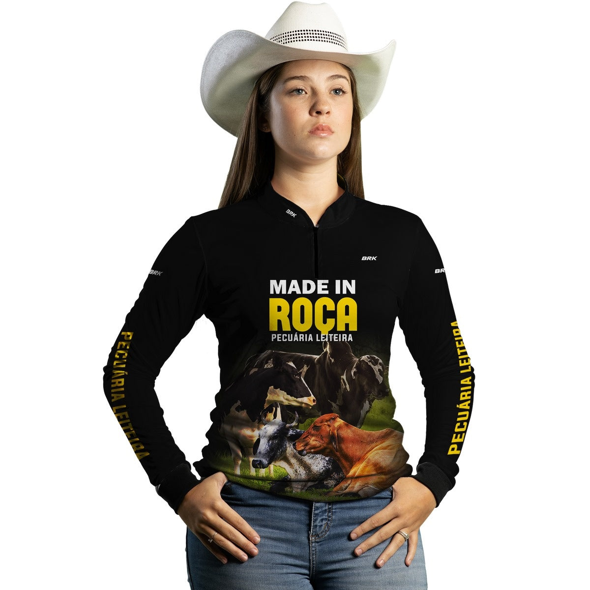 Camisa Feminina BRK Agro Gado Cruzado Pecuária Leiteira com Proteção Solar Uv50+ - Brk Agro
