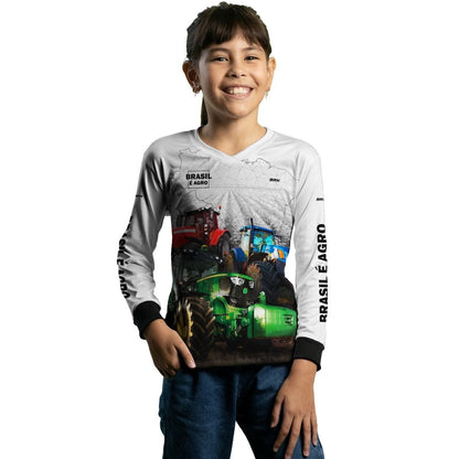 Camisa Agro Brk Brasil é Agro Branca com Proteção Solar UV50+ - Brk Agro