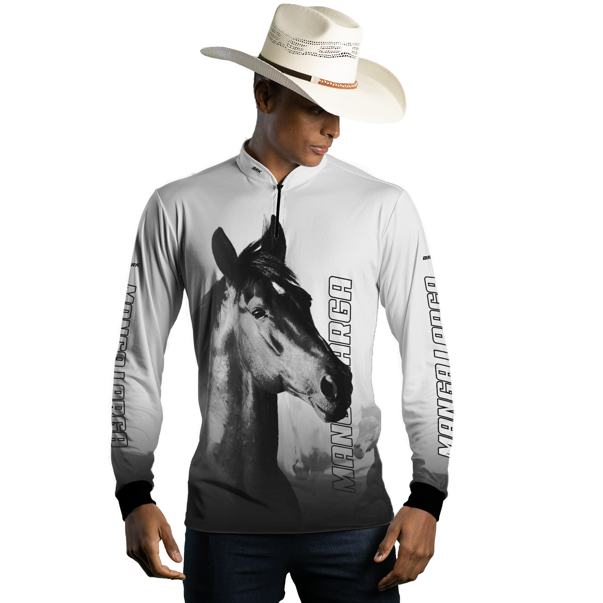 Camisa Agro Brk Cavalo Mangalarga Branca com UV50+ - BRK AGRO