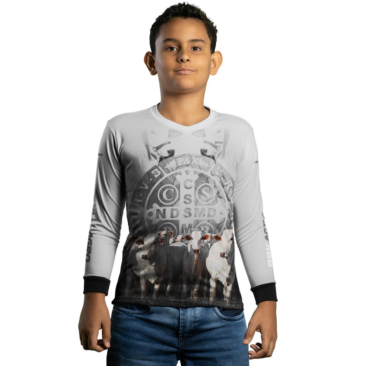 Camisa Infantil Agro Brk Pecuária Branca São Bento com UV50+ - Brk Agro