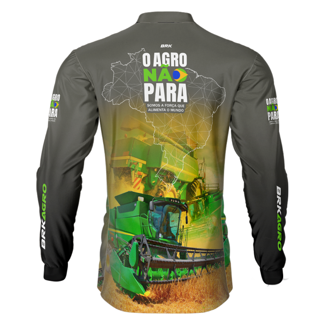 Camisa Agro Brk O Agro Não Para Trator Verde Claro com UV50+ - BRK AGRO
