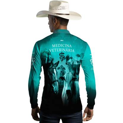 Camisa Agro Brk Medicina Veterinária Azul com UV50+ - BRK AGRO