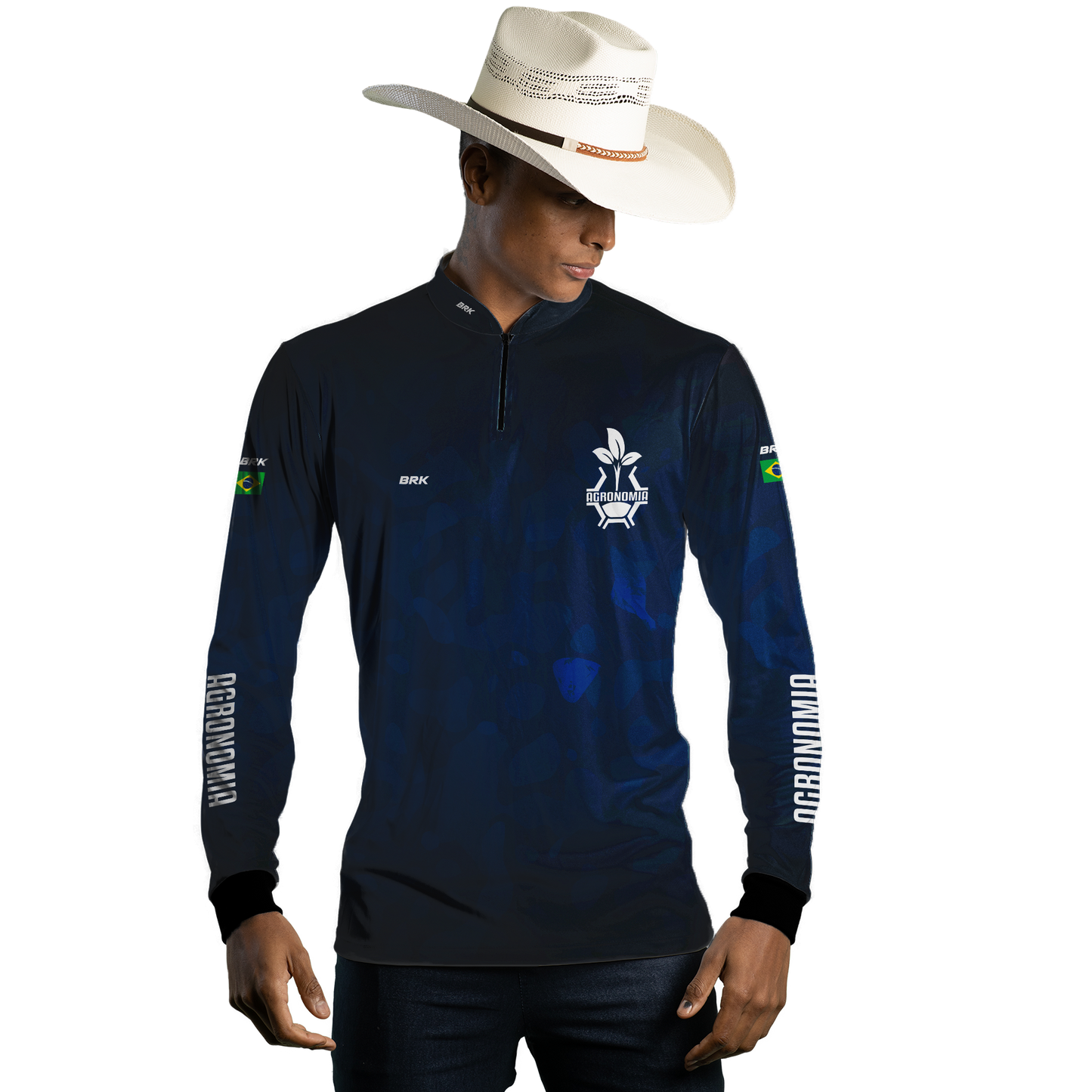 Camisa Agro Brk Azul Símbolo Agronomia com UV50+ - Brk Agro