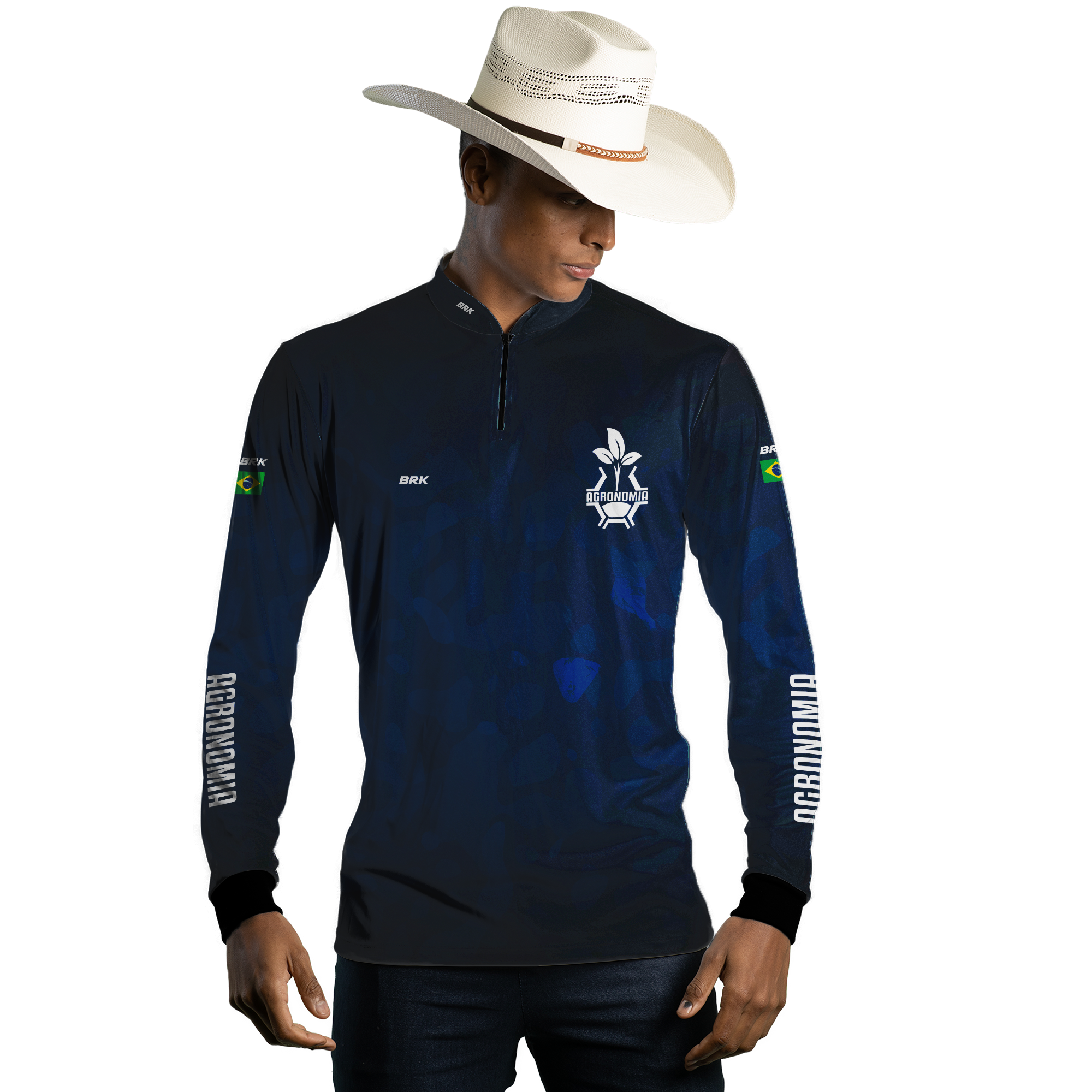 Camisa Agro Brk Azul Símbolo Agronomia com UV50+ - Brk Agro