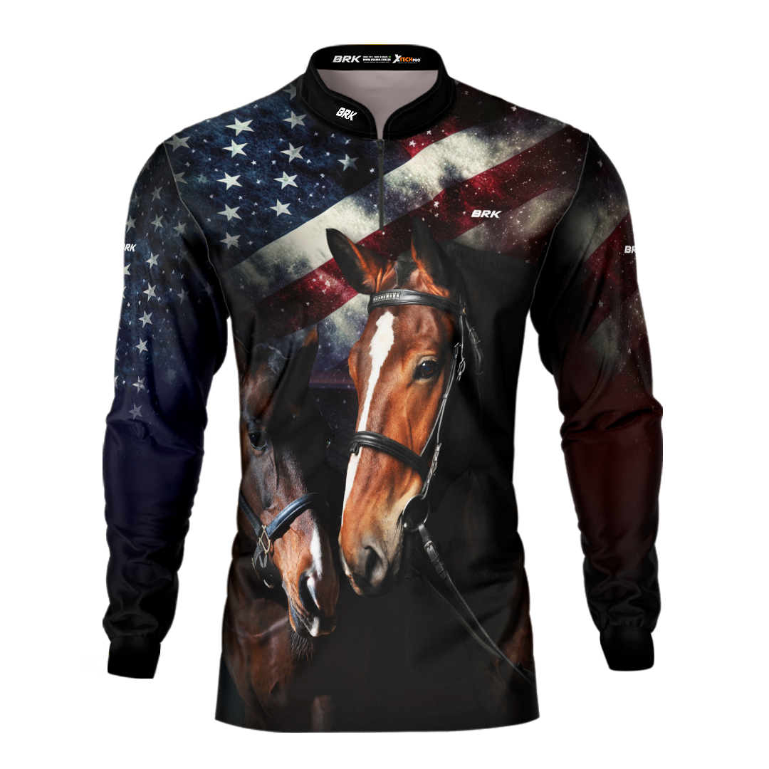 Camisa Agro Brk Quarto de Milha e Bandeira dos Estados Unidos com Proteção Solar UV50+ - Brk Agro