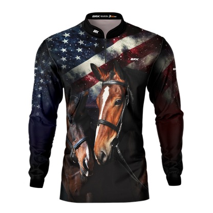 Camisa Agro Brk Quarto de Milha e Bandeira dos Estados Unidos com Proteção Solar UV50+ - Brk Agro