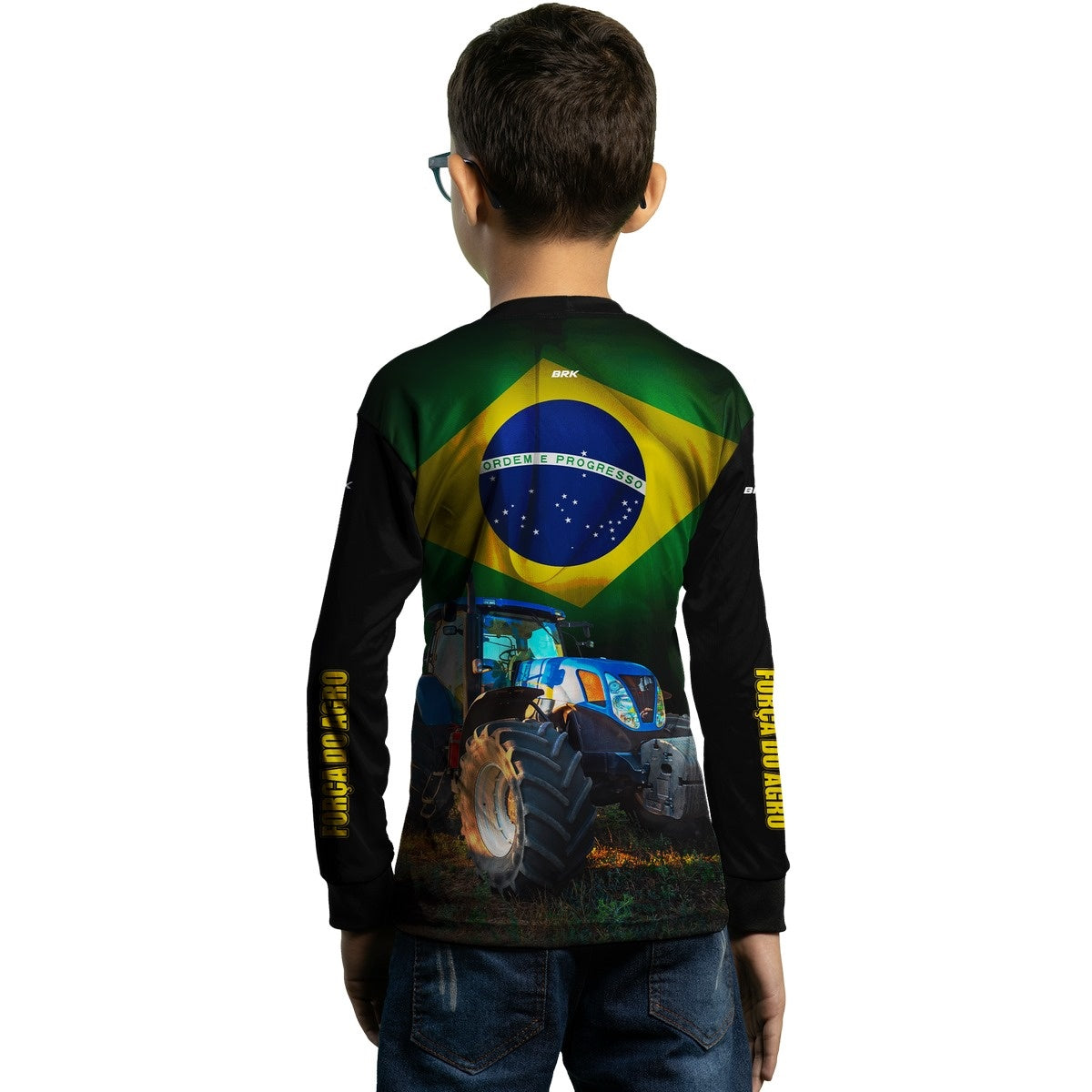 Camisa Agro Brk Trator Azul Bandeira do Brasil com Proteção Solar UV50+ - Brk Agro