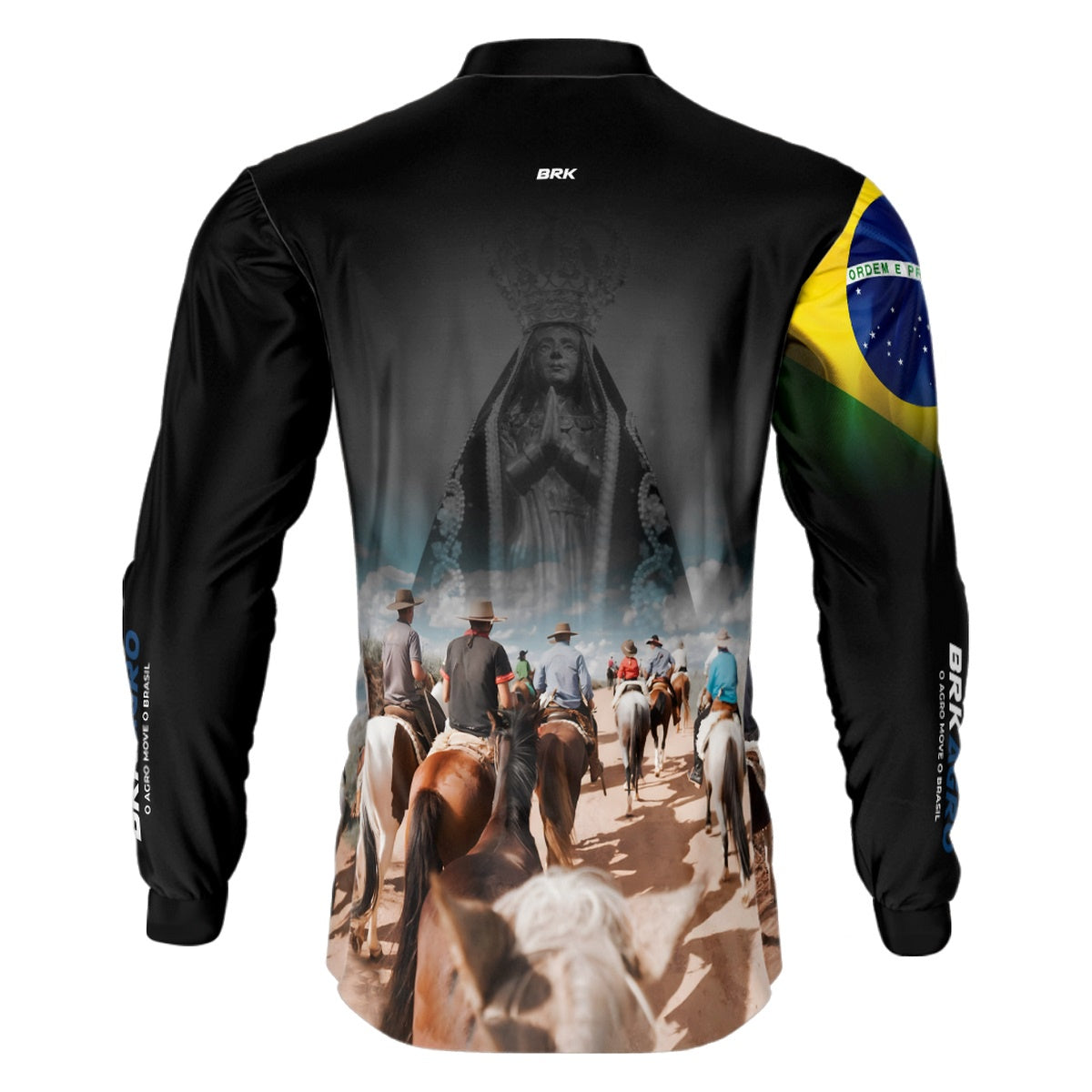 Camisa Agro Brk Cavalgada Nossa Senhora c/ Bandeira do Brasil com Proteção Solar UV50+ - Brk Agro
