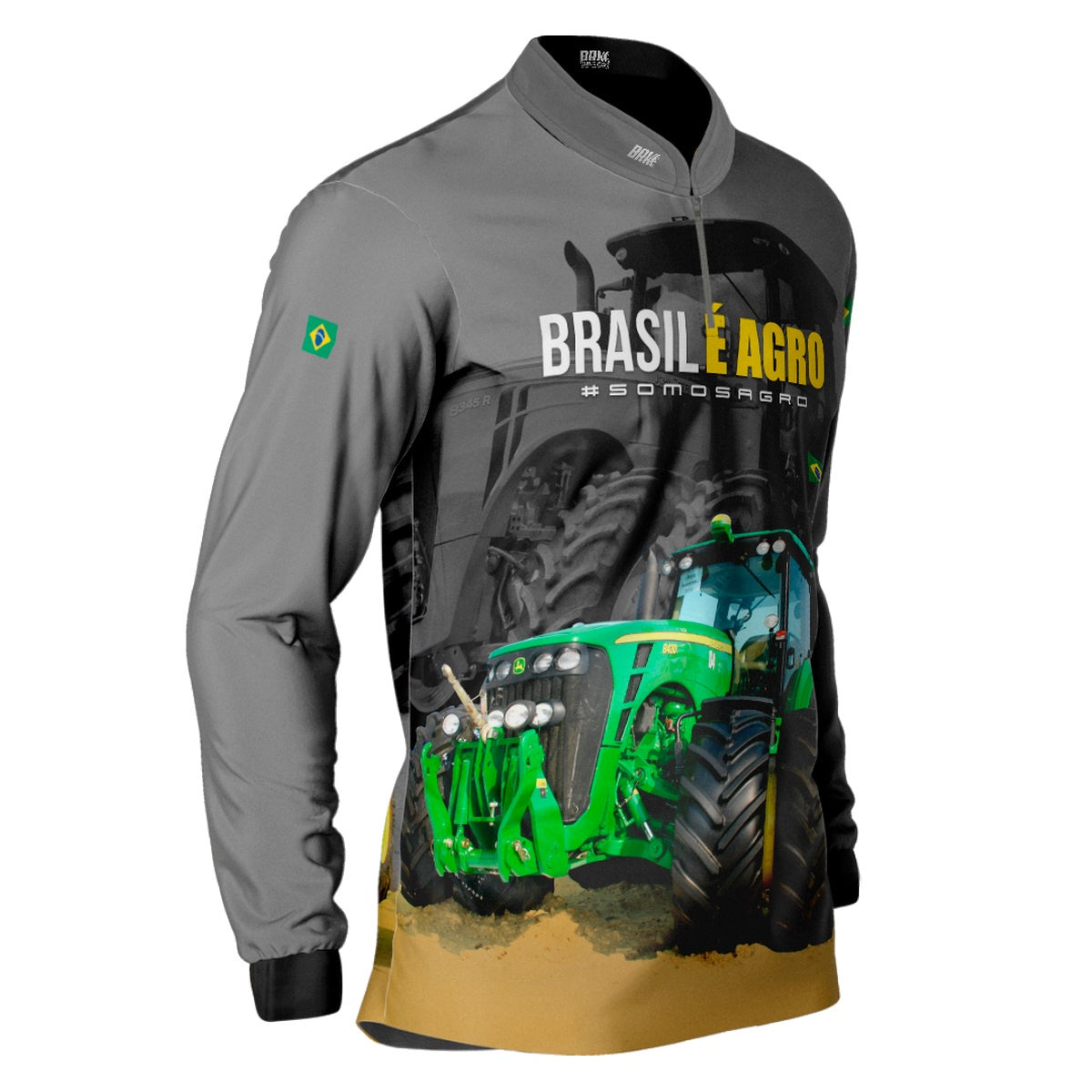 Camisa Agro Brk Cinza Brasil é Agro com Proteção Solar UV50+ - Brk Agro