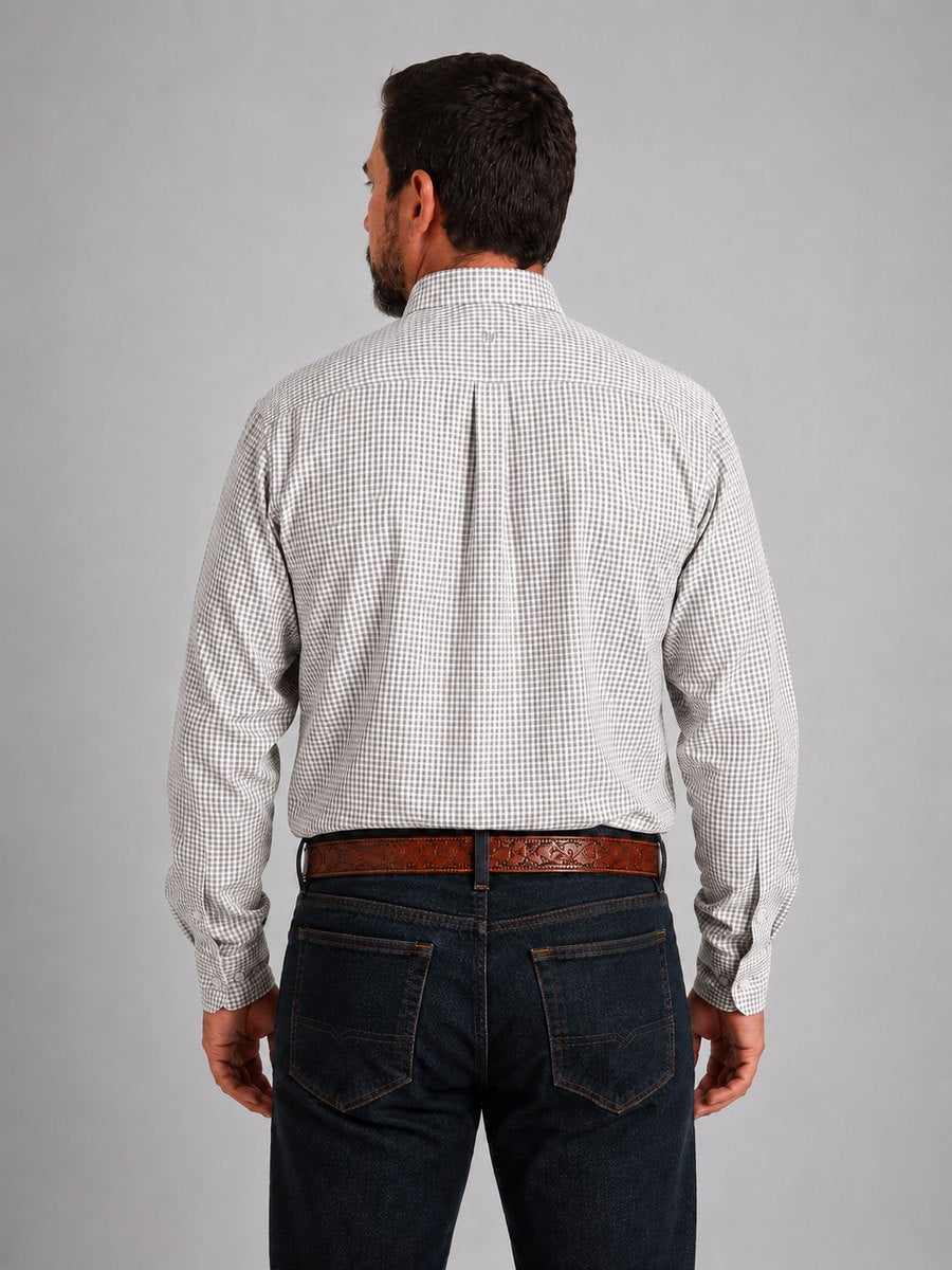 Camisa Xadrez Farm Bege - Manga Longa - Brk Agro