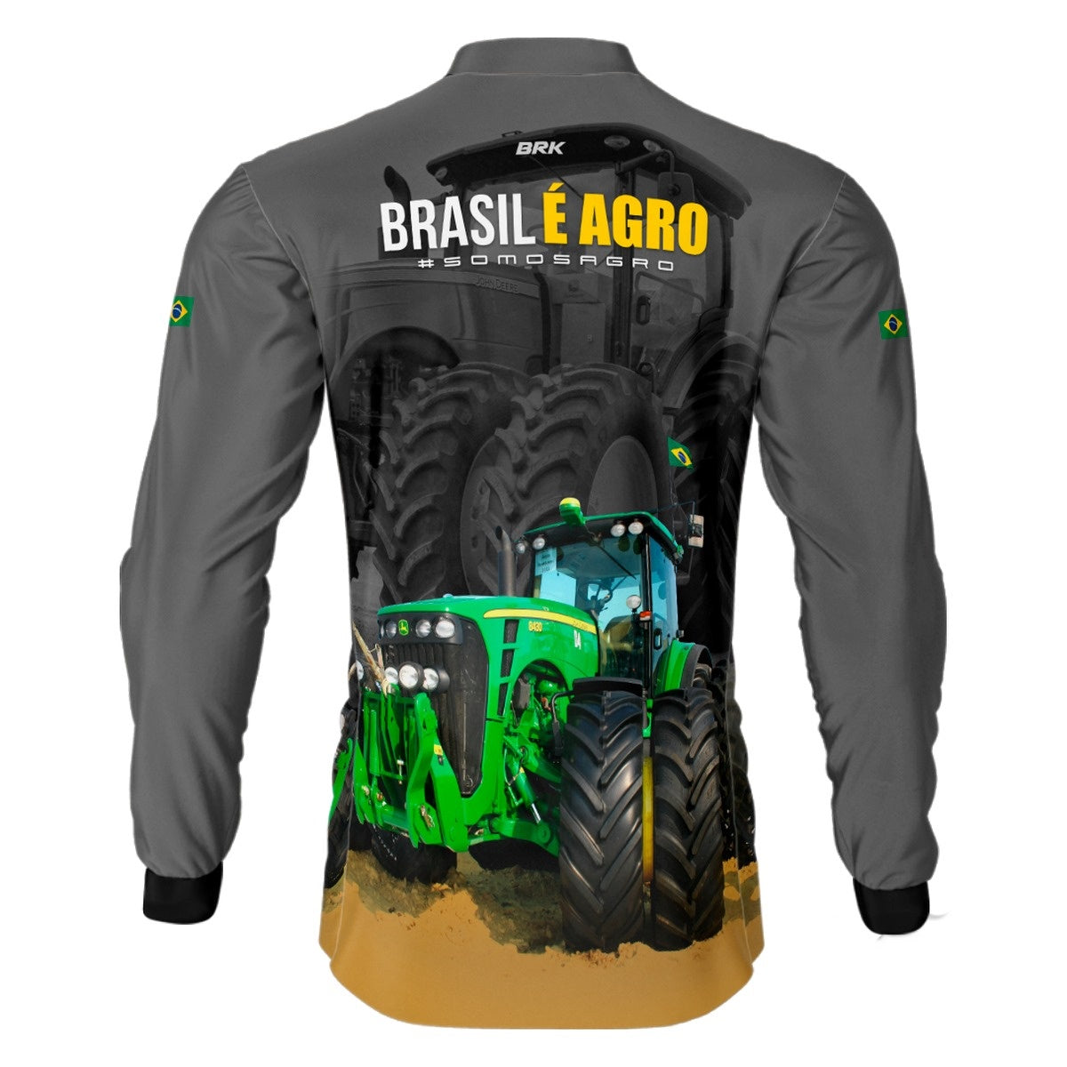 Camisa Agro Brk Cinza Brasil é Agro com Proteção Solar UV50+ - Brk Agro