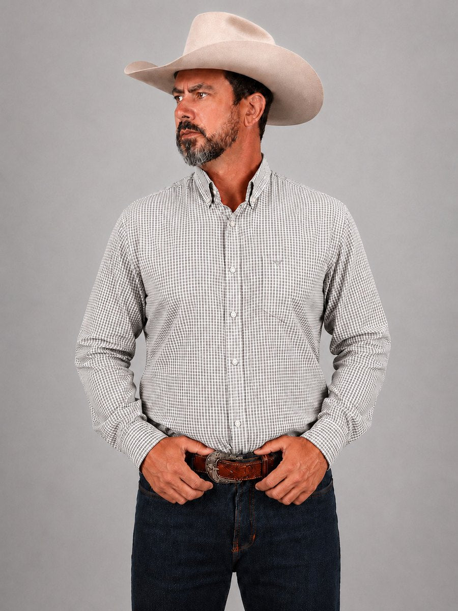Camisa Xadrez Farm Bege - Manga Longa - Brk Agro