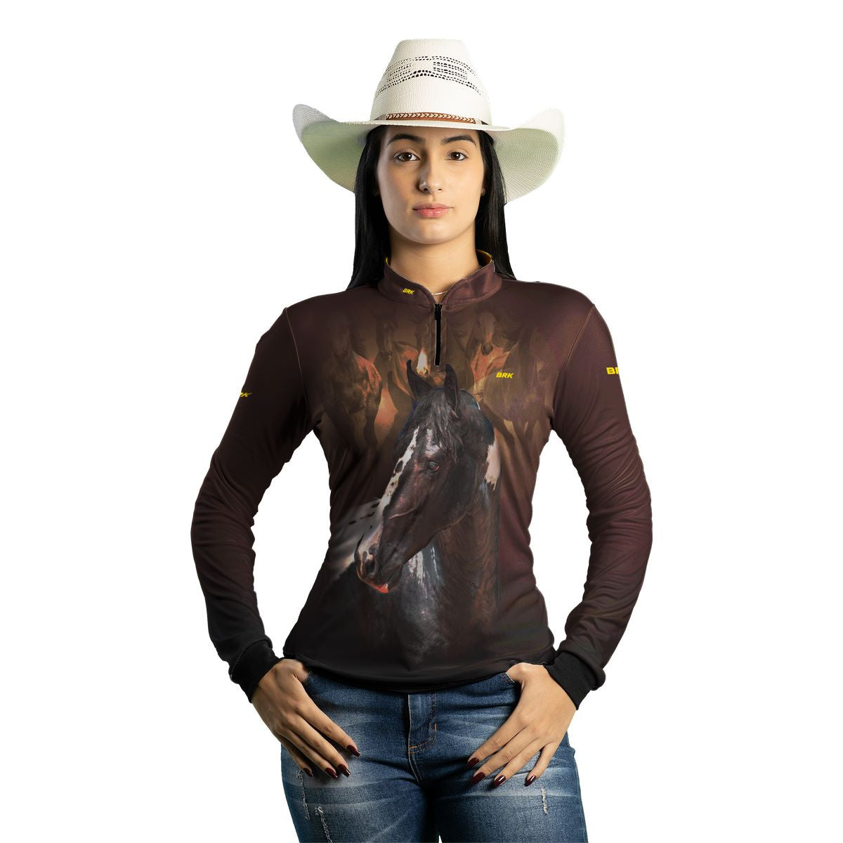 Camisa Agro Brk Marrom e Preto Mangalarga com UV50+ - BRK AGRO