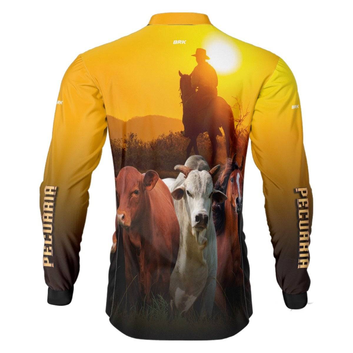Camisa Agro Brk Pecuária Amarela com Proteção Solar UV50+ - BRK AGRO