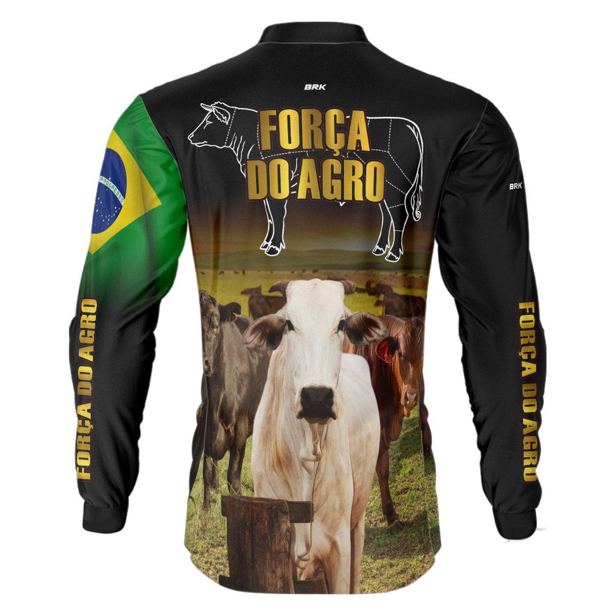 Camisa Agro Brk Força do Agro Carne Bovina com Proteção Solar UV50+ - BRK AGRO