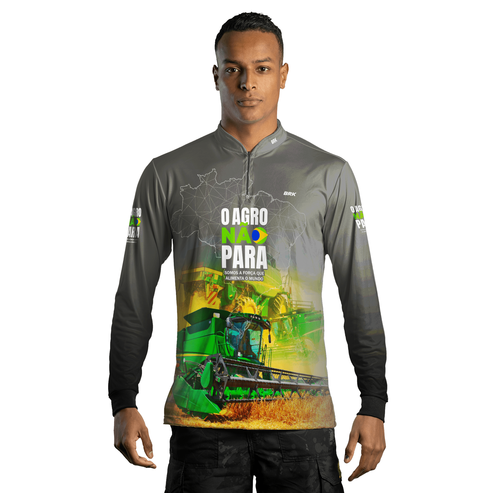 Camisa Agro Brk O Agro Não Para Trator Verde Claro com UV50+ - BRK AGRO