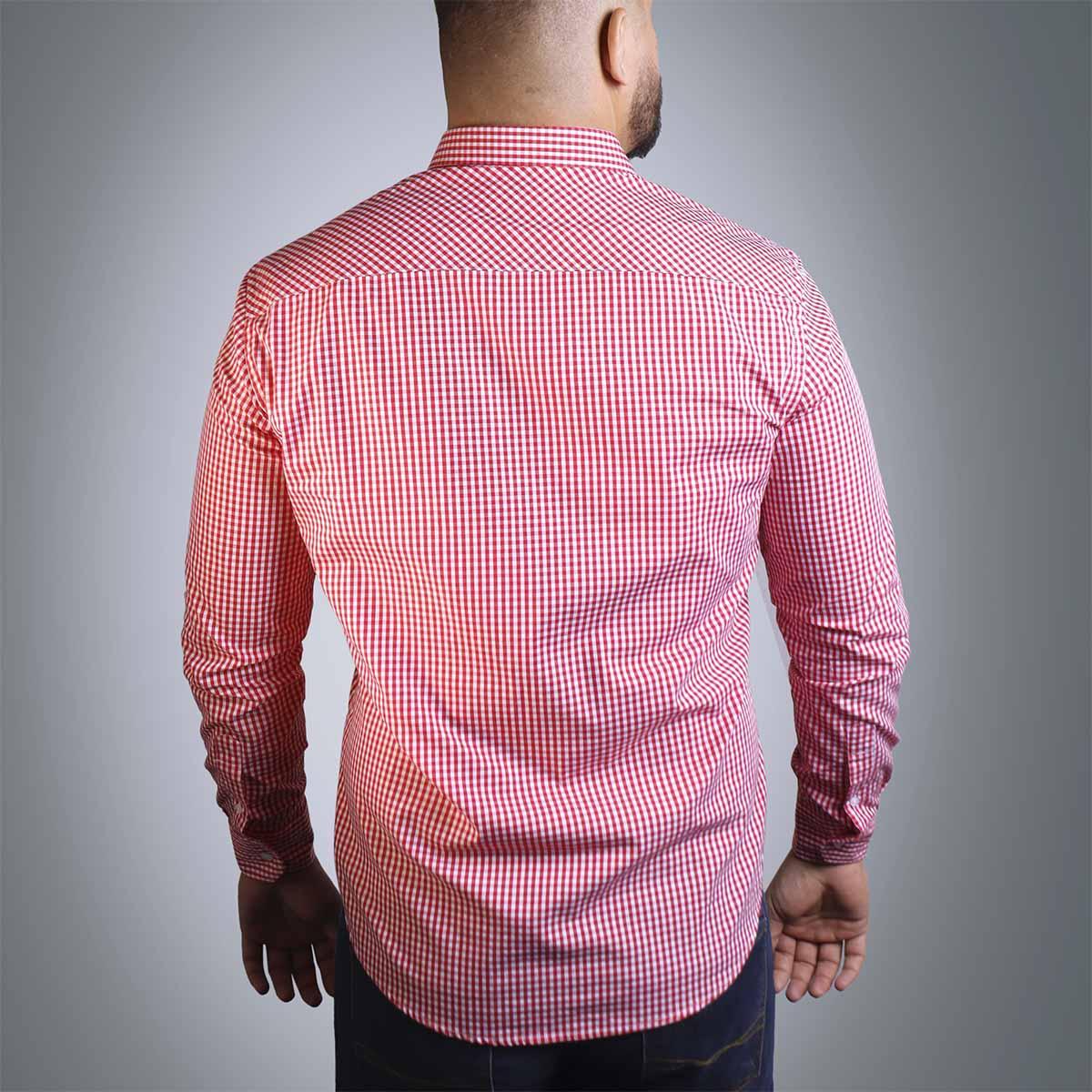 Camisa Social Xadrez Brk Manga Longa Slim Fit - Vermelha - Brk Agro