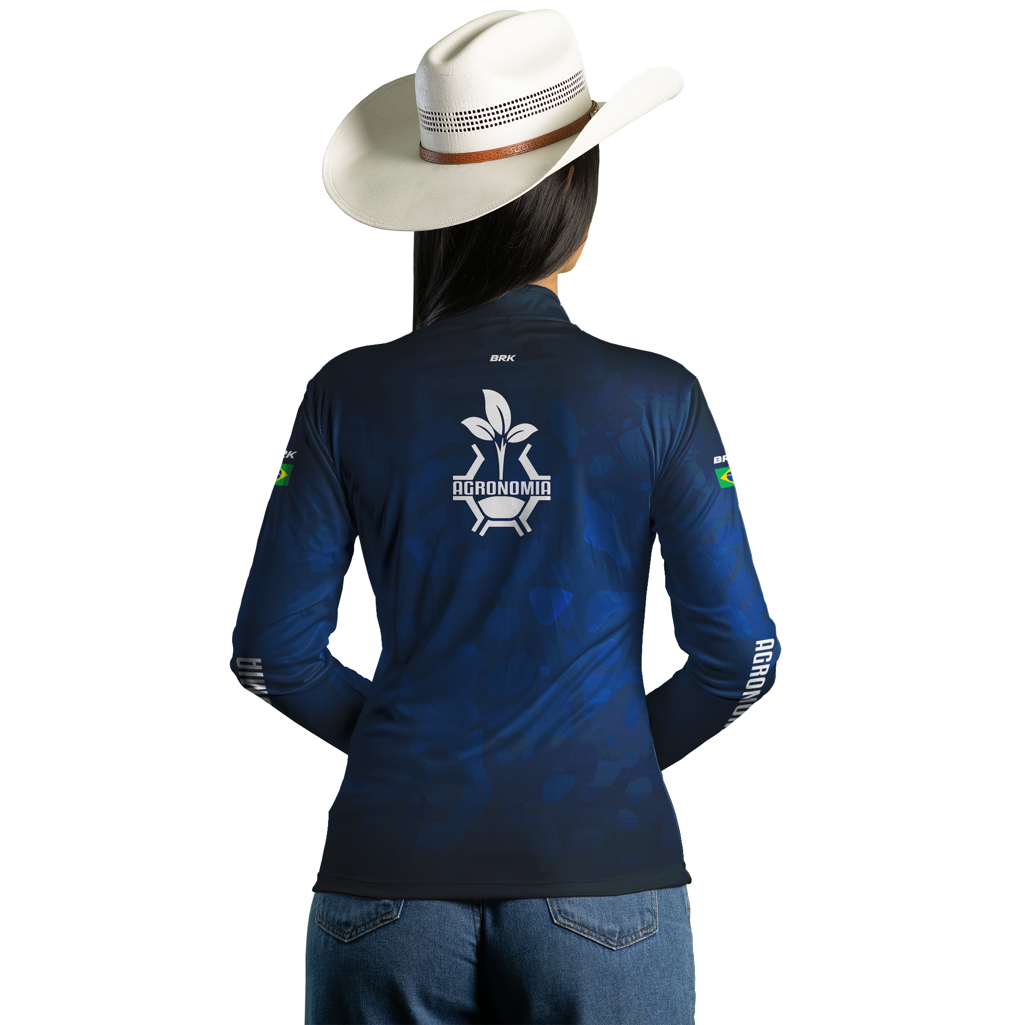 Camisa Feminina Agro Brk Azul Símbolo Agronomia com UV50+ - Brk Agro