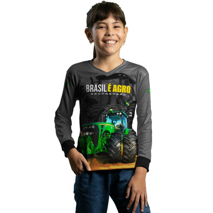 Camisa Agro Brk Cinza Brasil é Agro com Proteção Solar UV50+ - Brk Agro