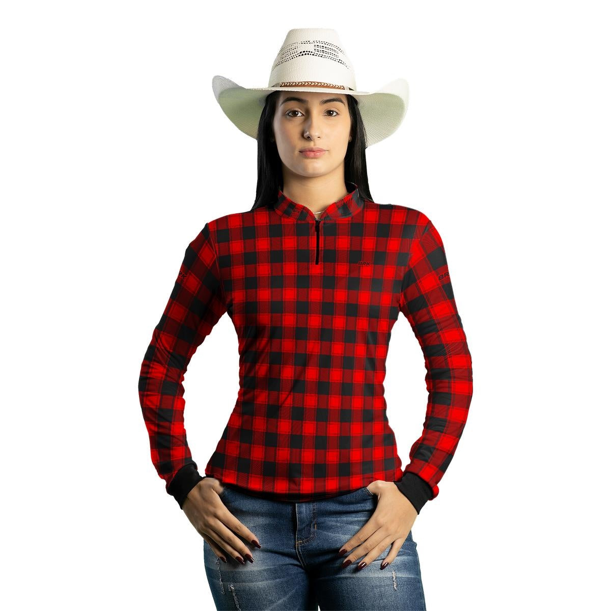 Camisa Agro Brk Country Masculina Xadrez Vermelho com Proteção Solar UV50+ - BRK AGRO