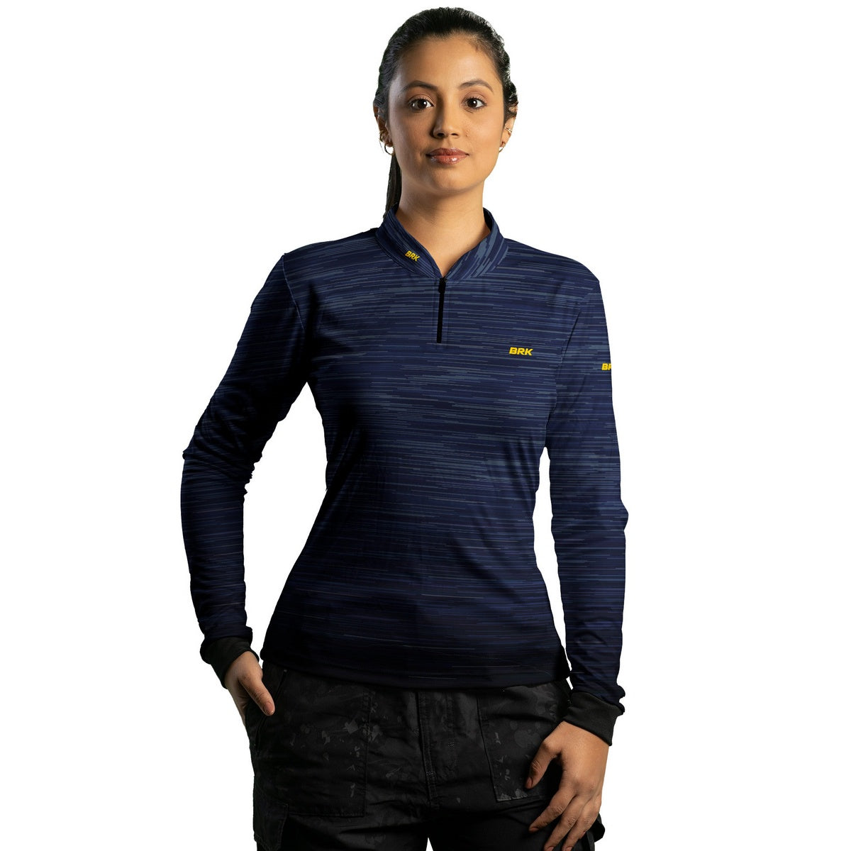 Camisa Agro Feminina Brk Mescla Azul Escuro com Proteção Solar UV50+ - Brk Agro