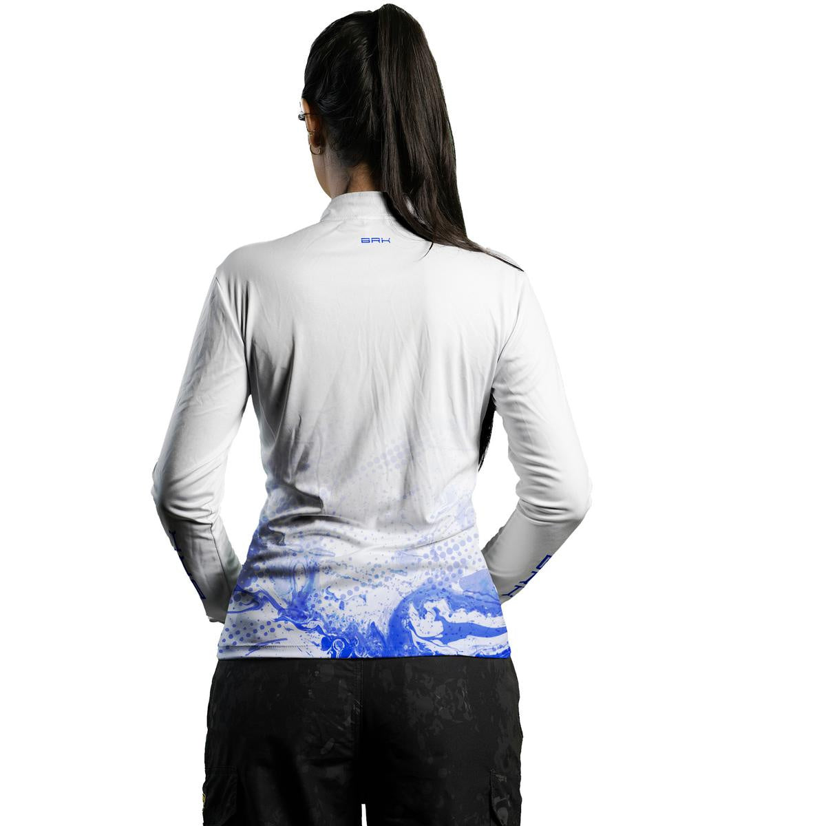 Camisa Agro Brk Feminina Azul e Branca com Proteção Solar UV50+ - Brk Agro