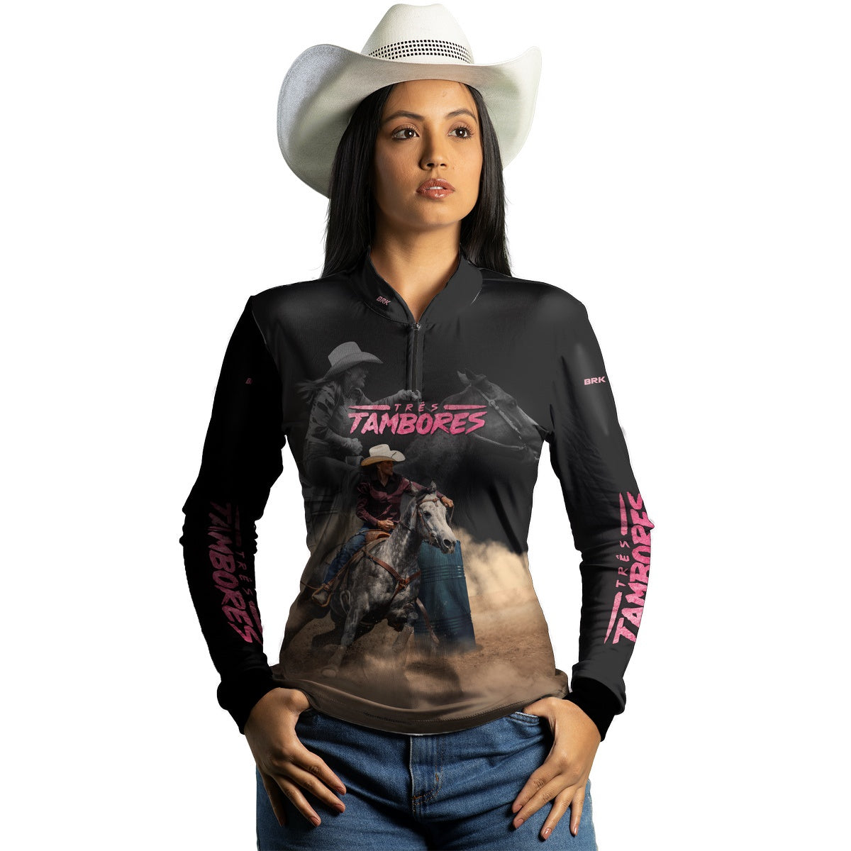 Camisa Agro Brk Prova dos Três Tambores c/ Escrita Rosa com Proteção UV50+ - BRK AGRO