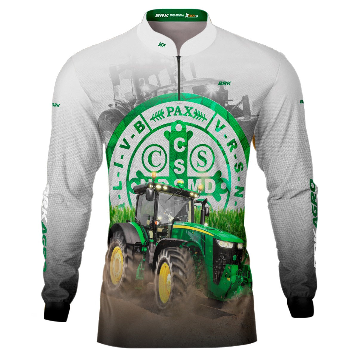 Camisa Agro Brk Trator São Bento Branca com UV50+ - BRK AGRO