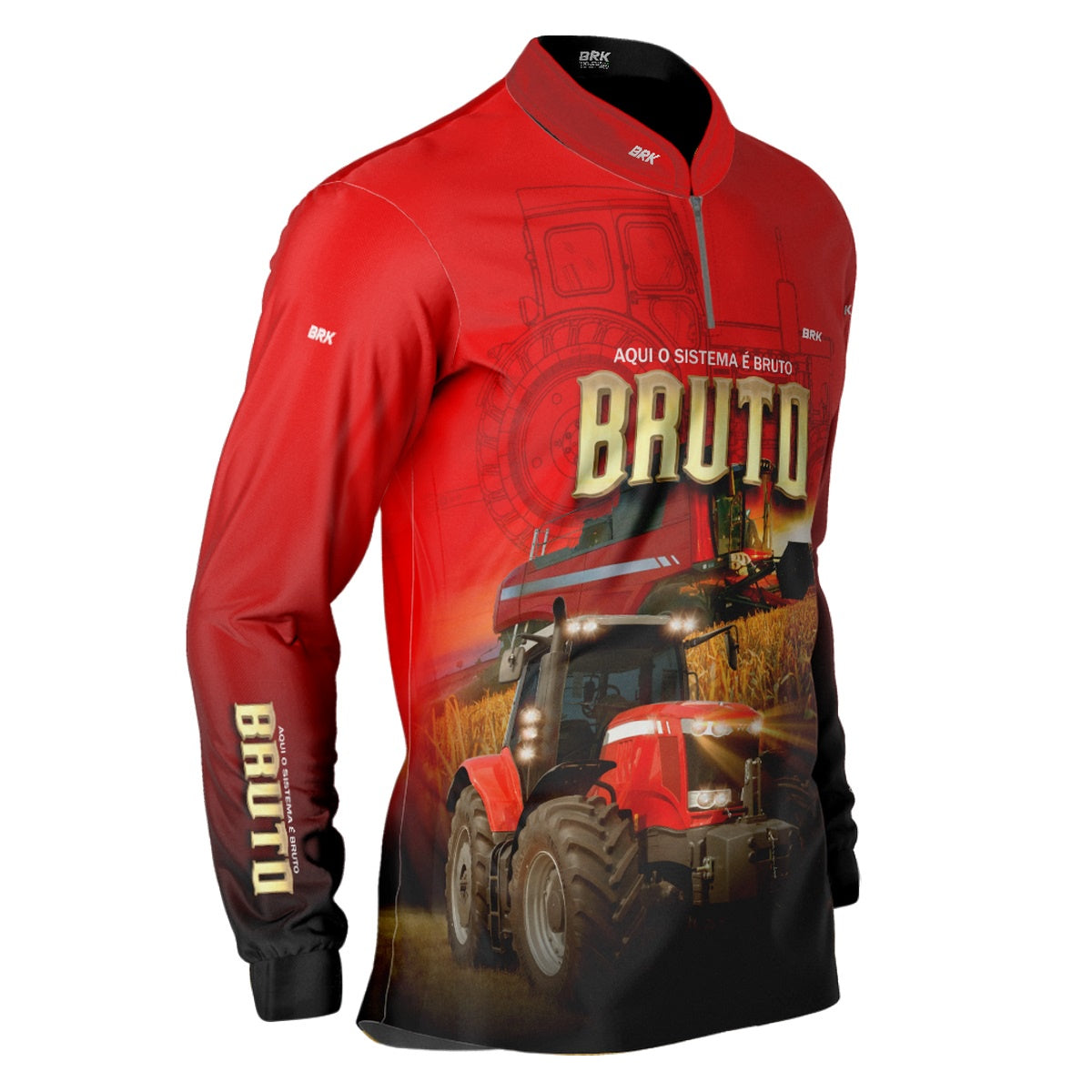 Camisa Agro Brk Vermelha Sistema é Bruto com Proteção Solar UV50+ - Brk Agro