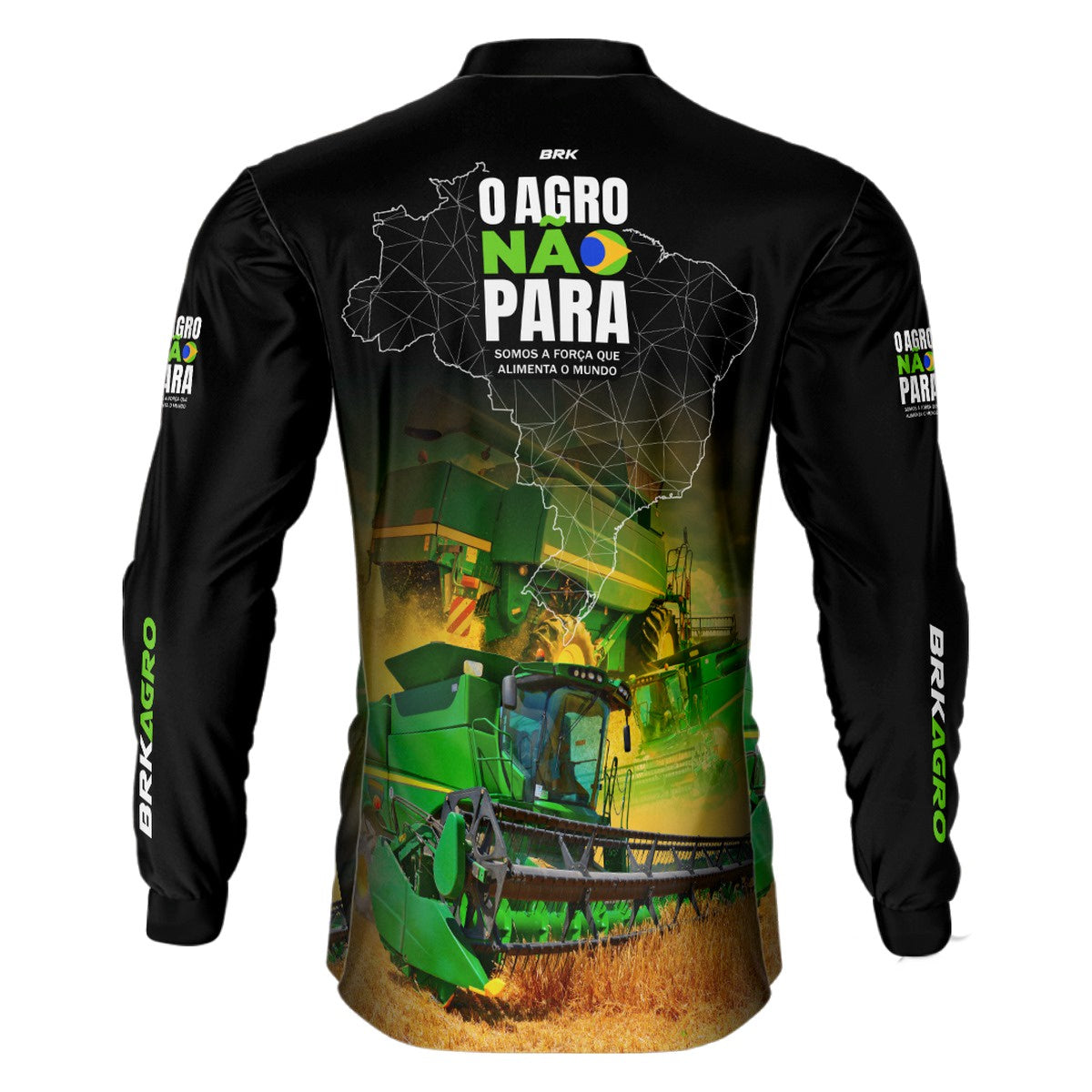 Camisa Agro Brk O Agro Não Para Trator Verde com Proteção Solar UV50+ Envio Imediato - Brk Agro