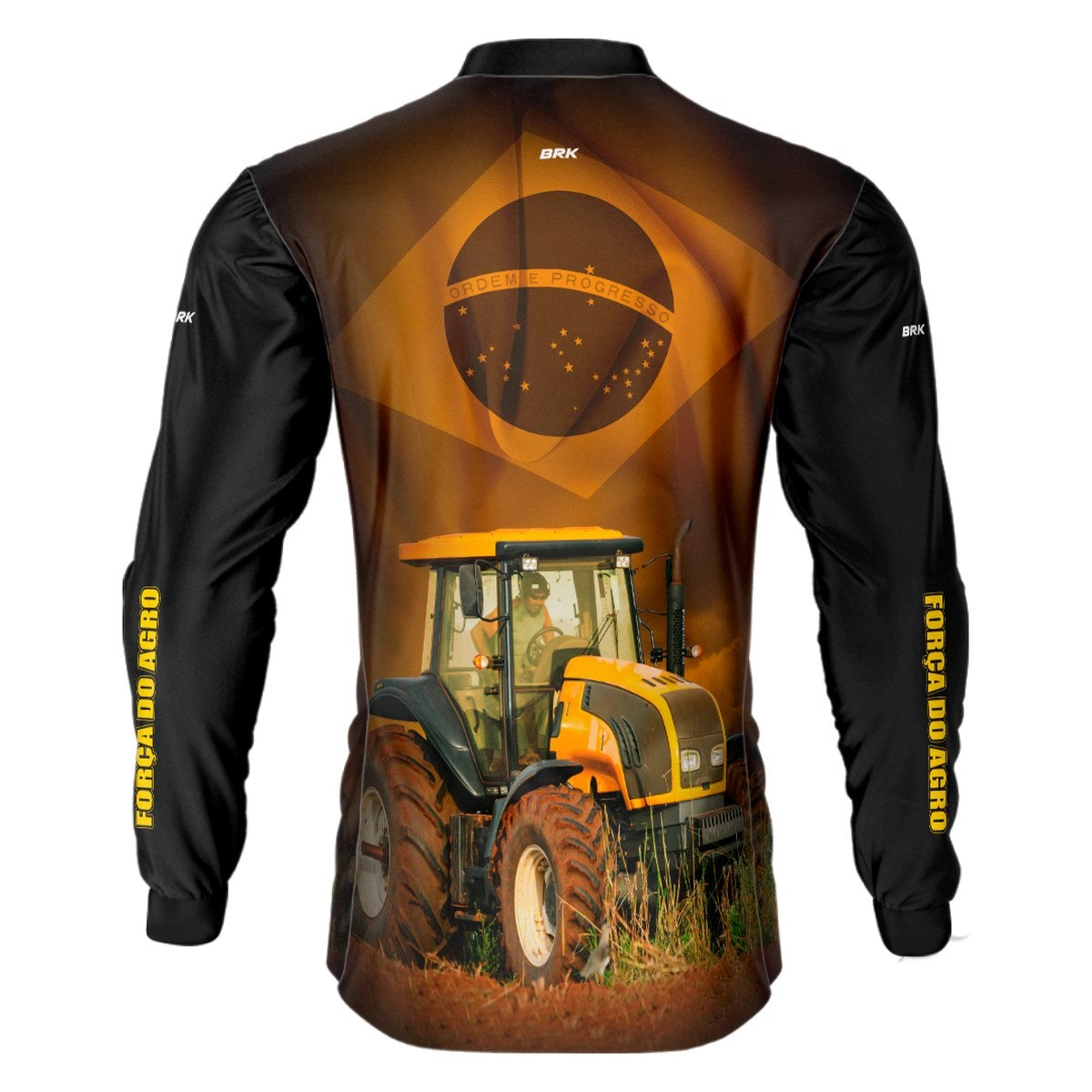 Camisa Agro Brk Trator Amarelo Bandeira do Brasil com Proteção Solar UV50+ - Brk Agro