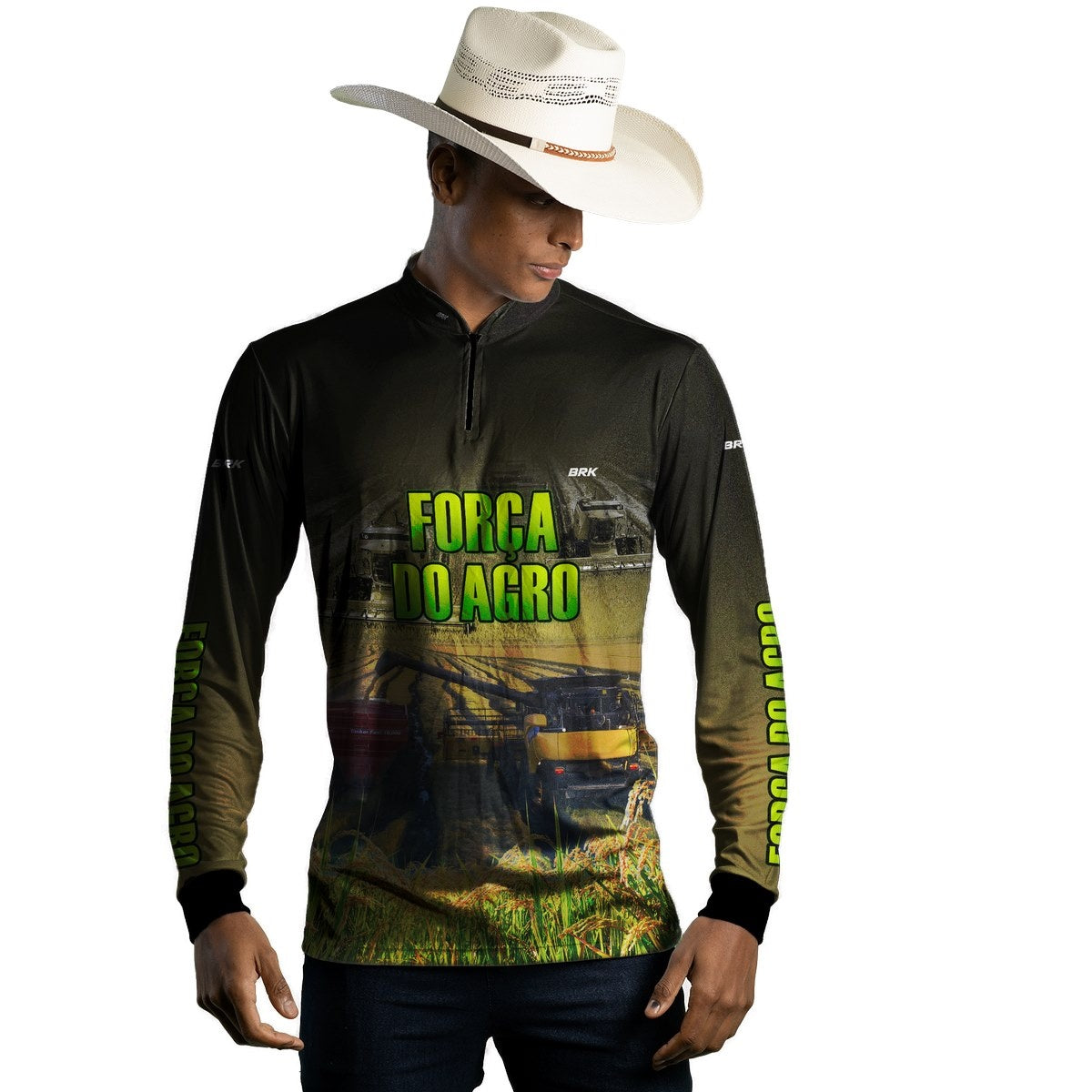 Camisa Agro Brk A Força do Agro Produtor de Arroz com Proteção Solar UV50+ - Brk Agro