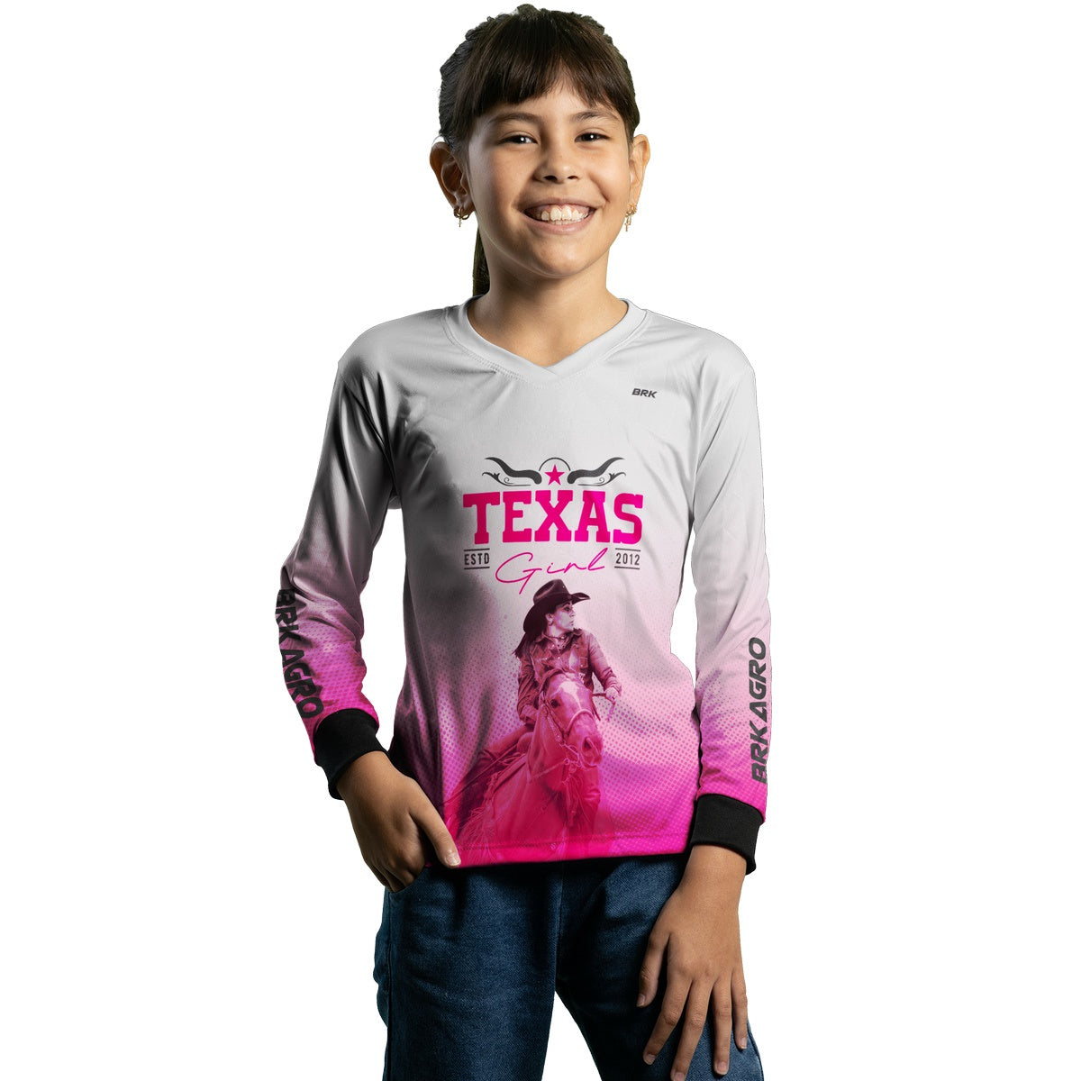 Camisa Agro Brk Feminina Texas Girl Branca com Proteção com Proteção Solar UV50+ - BRK AGRO