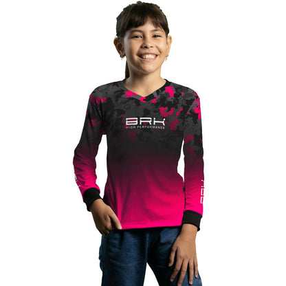 Camisa Agro Brk Feminina Preta e Rosa com Proteção Solar UV50+ - Brk Agro
