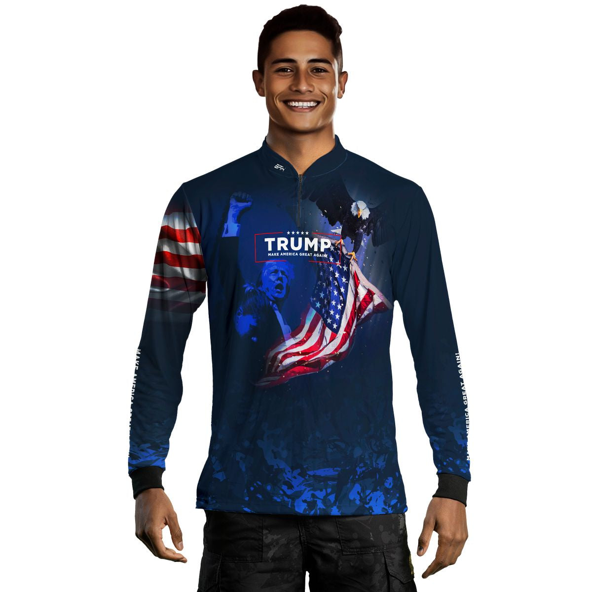 Camisa Agro Brk Bandeira EUA Trump com Proteção Solar UV50+ - Brk Agro