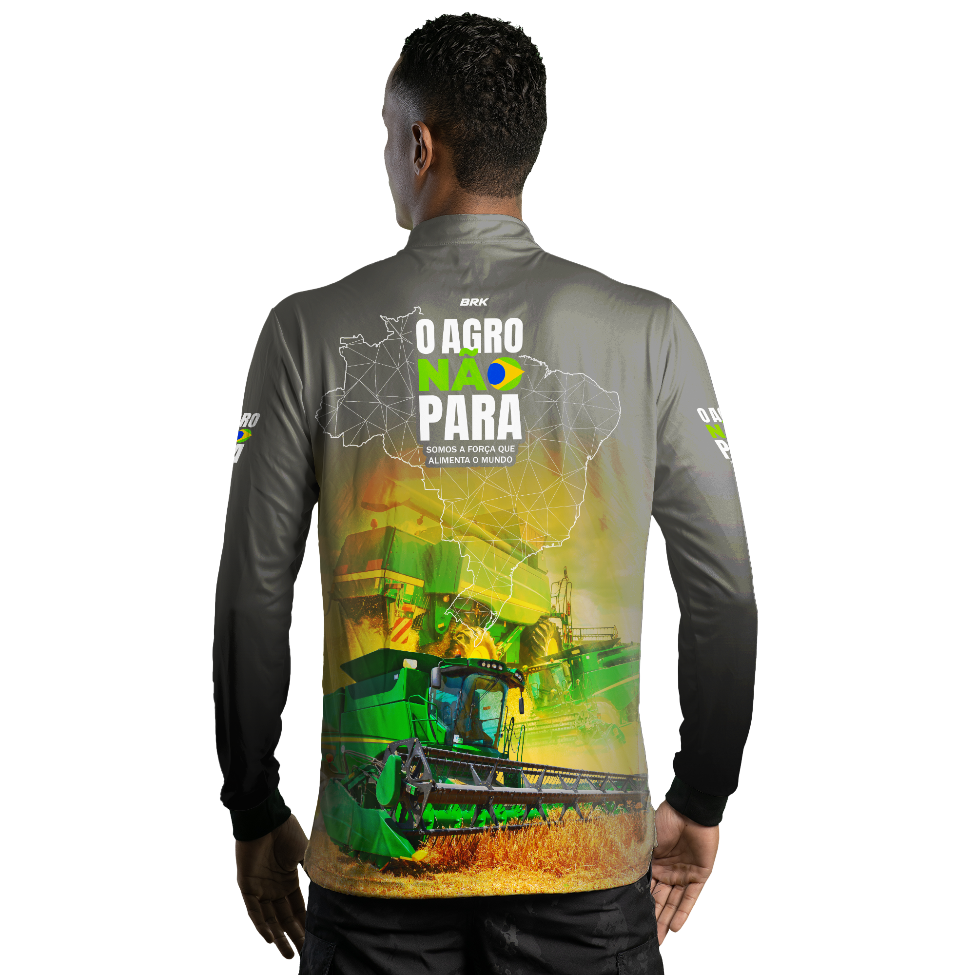 Camisa Agro Brk O Agro Não Para Trator Verde Claro com UV50+ - BRK AGRO