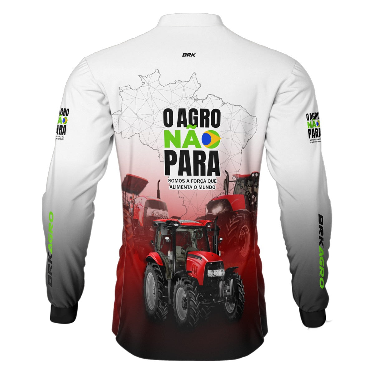 Camisa Agro Brk O Agro Não Para Branca e Vermelha com UV50+ - BRK AGRO